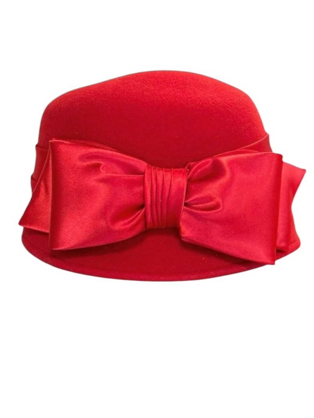 Uno Alla Volta Vintage Hat Fedora Bowler Red Large Satin Bow